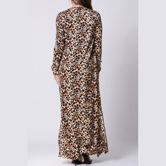 Stylish Leopard Print Maxi Cardigan Duster - Picture 3 of 5